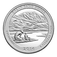 Монета 25 центов Грейт-Санд-Дьюнс. Национальные парки. США Р 2014 UNC