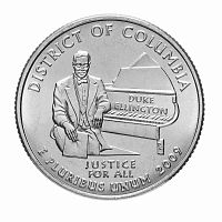 Монета 25 центов Округ Колумбия. Штаты и территории. США D 2009 UNC