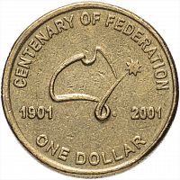 Памятная монета 1 доллар Столетие Федерации. Австралия 2001 VF-XF