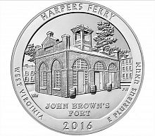 Монета 25 центов Харперс Ферри. Национальные парки. США D 2016 UNC