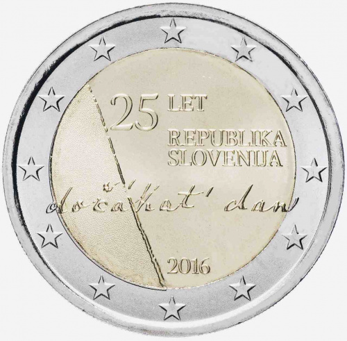 Монета 2 евро 25 лет независимости. Словения 2016 UNC Монета 2 евро 25 лет независимости. Словения 2016 UNC