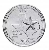 Монета 25 центов Техас. Штаты и территории. Р США 2004 UNC