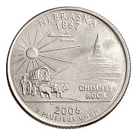 Монета 25 центов Небраска. Штаты и территории. США D 2006 UNC