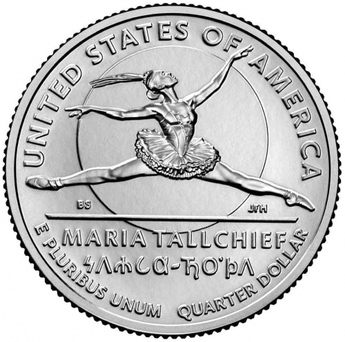 Монета 25 центов Мария Толчиф. Американские женщины. D США 2023 UNC