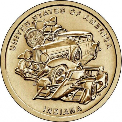 Памятная монета 1 доллар Автопромышленность - Индиана. Американские инновации. США Р 2023 UNC