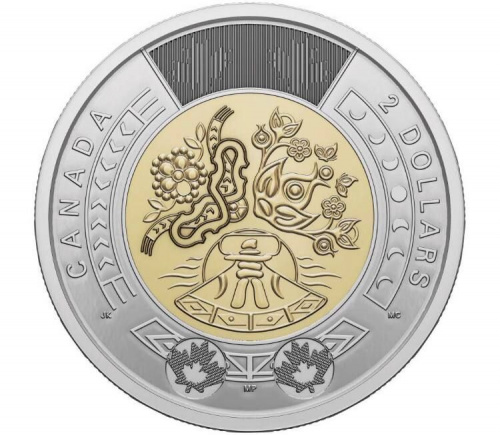 Памятная монета 2 доллара Национальный день коренных народов. Канада 2023 UNC Памятная монета 2 доллара Национальный день коренных народов. Канада 2023 UNC