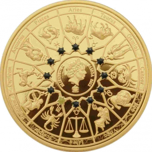 Монета 20 центов Арес - Скорпион. Олимпийские боги и знаки зодиака. Самоа 2022 UNC фото 2