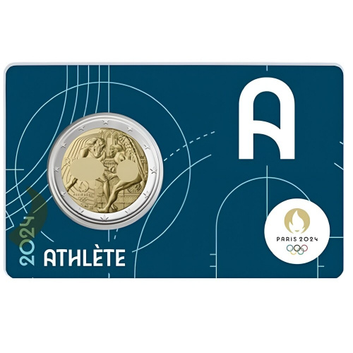 Монета 2 евро Геркулес и химера (athlete) в блистере. Олимпийские игры. Франция 2024 BU