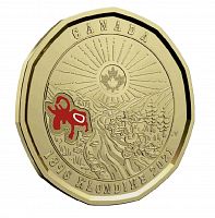Цветная монета 1 доллар 125 лет Золотой лихорадке в Клондайке. Канада 2021 UNC