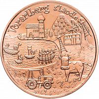 Монета 10 евро Форарльберг. Федеральные земли Австрии. Австрия 2013 UNC
