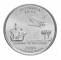 Монета 25 центов Флорида. Штаты и территории. Р США 2004 UNC