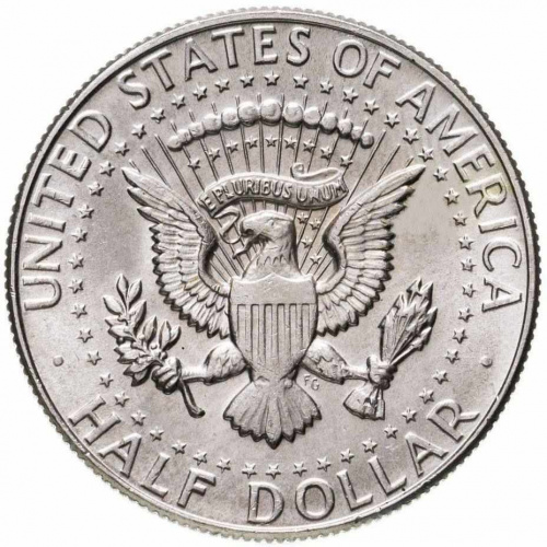 Серебряная монета 400 пробы 1/2 доллара (half dollar) Кеннеди. Р США 1966 aUNC фото 2
