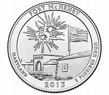 Монета 25 центов Форт Мак-Генри. Национальные парки. США D 2013 UNC
