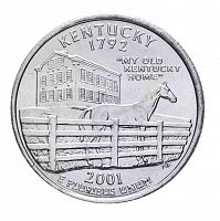 Монета 25 центов Кентукки. Штаты и территории. США D 2001 UNC