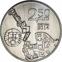 Памятная монета 2,5 евро Коимбрский университет. Португалия, 2014 г. в. Монета в состоянии UNC (из мешка)