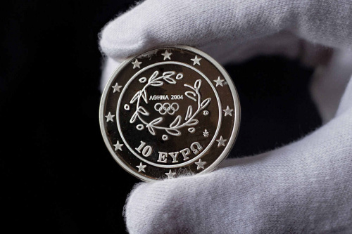 Серебряная монета 10 евро 925 пробы в капсуле XXXVIII летние Олимпийские Игры, Афины 2004. Греция 2004 PF фото 2 Серебряная монета 10 евро 925 пробы в капсуле XXXVIII летние Олимпийские Игры, Афины 2004. Греция 2004 PF фото 2