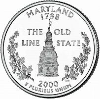 Монета 25 центов Мэриленд. Штаты и территории. США D 2000 UNC