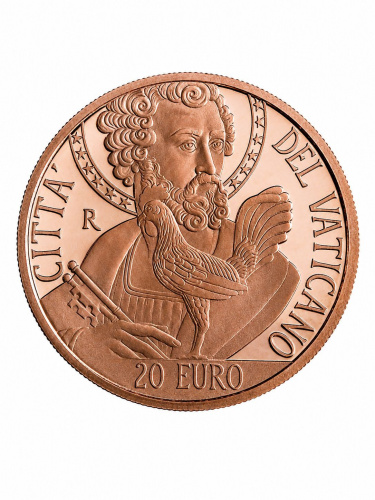 Монета 20 евро Святой Петр и Петух Ватикан 2024 BU