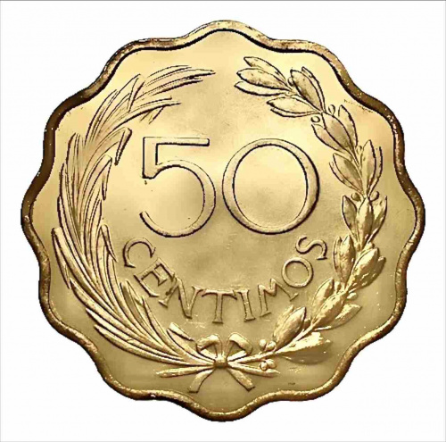 Коллекционная монета 50 сентимо. Парагвай 1953 UNC Коллекционная монета 50 сентимо. Парагвай 1953 UNC