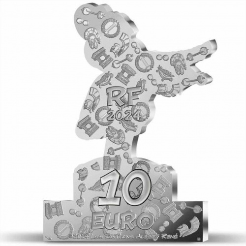 Серебряная монета в футляре 10 евро Астерикс на Олимпийских играх. Приключения Астерикса. Франция 2024 PF фото 2