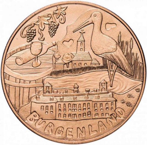 Монета 10 евро Бургенланд. Федеральные земли Австрии. Австрия 2015 UNC