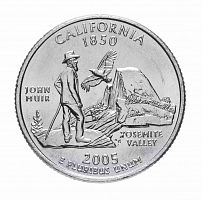Монета 25 центов Калифорния. Штаты и территории. США D 2005 UNC