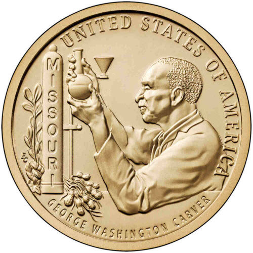 Монета 1 доллар Карвер - Миссури. Американские инновации. P США 2024 UNC Монета 1 доллар Карвер - Миссури. Американские инновации. P США 2024 UNC