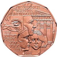 Памятная монета 5 евро Демократия. Австрия 2022 UNC