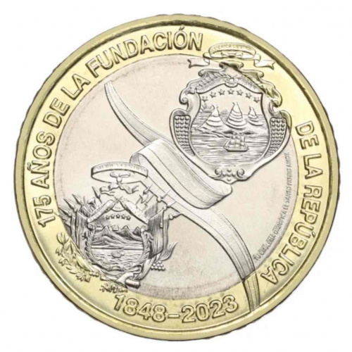 Монета 500 колонов 175 лет основания Республики. Коста Рика 2023 UNC