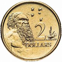 Коллекционная монета 2 доллара. Австралия, год выпуска из периода 1988-1998, VF-XF
