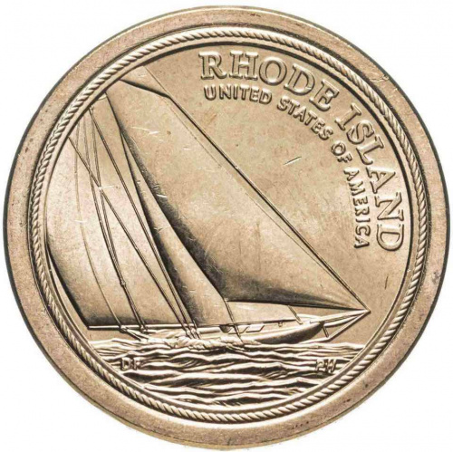 Монета 1 доллар Яхта Род - Айленд. Американские инновации. P США 2022 XF