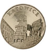 Памятная монета 2 злотых Города Польши - Катовице. Польша 2010 UNC