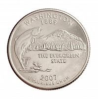 Монета 25 центов Вашингтон. Штаты и территории. США Р 2007 UNC