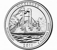 Монета 25 центов Виксбург. Национальные парки. США D 2011 UNC
