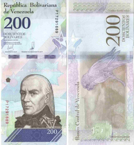 Банкнота 200 боливар. Венесуэла 2018 aUNC фото 3 Банкнота 200 боливар. Венесуэла 2018 aUNC фото 3