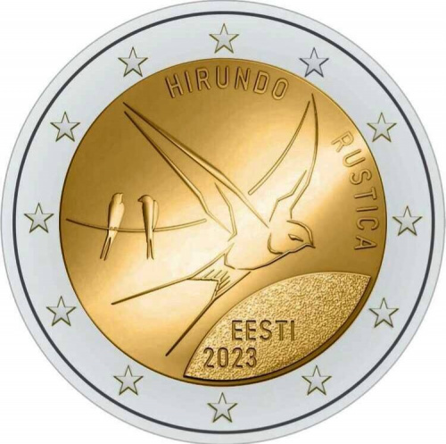Ролл из 25 монет 2 евро Деревенская ласточка. Эстония 2023 UNC фото 2 Ролл из 25 монет 2 евро Деревенская ласточка. Эстония 2023 UNC фото 2