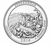 Монета 25 центов Шенандоа. Национальные парки. США D 2014 UNC