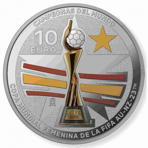 Серебряная монета (27 г) 10 евро Чемпионат мира по футболу среди женщин. Испания 2023 PF Серебряная монета (27 г) 10 евро Чемпионат мира по футболу среди женщин. Испания 2023 PF