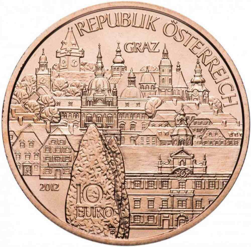 Монета 10 евро Штирия. Федеральные земли Австрии. Австрия 2012 UNC фото 2