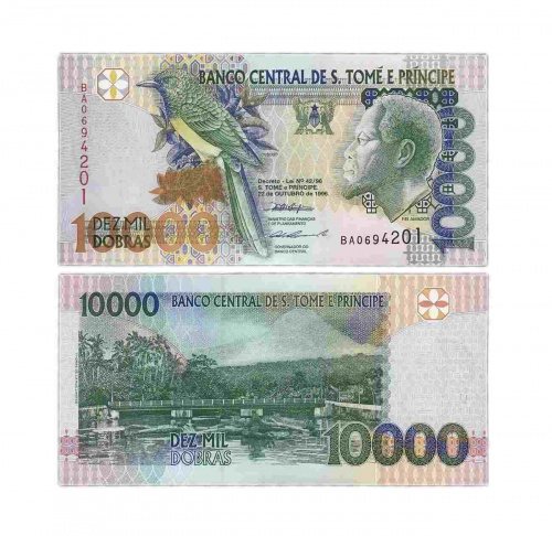 Подлинная банкнота 10000 добра. Сан-Томе и Принсипи, 1996 г. в. Купюра UNC (без обращения)