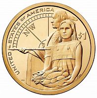 Монета 1 доллар Индейское гостеприимство. Коренные американцы. США D 2014 UNC