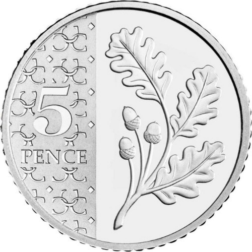 Монета 5 пенсов Дубовая веточка. Великобритания 2023 UNC Монета 5 пенсов Дубовая веточка. Великобритания 2023 UNC