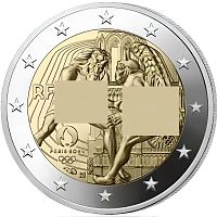 Монета 2 евро Геркулес и химера. Олимпийские игры. Франция 2024 PF