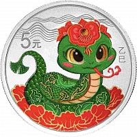 Памятная монета 5 юаней Лунный Год Змеи. Китай 2025 PF