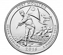 Монета 25 центов Форт Уильяма Моултри. Национальные парки. США D 2016 UNC