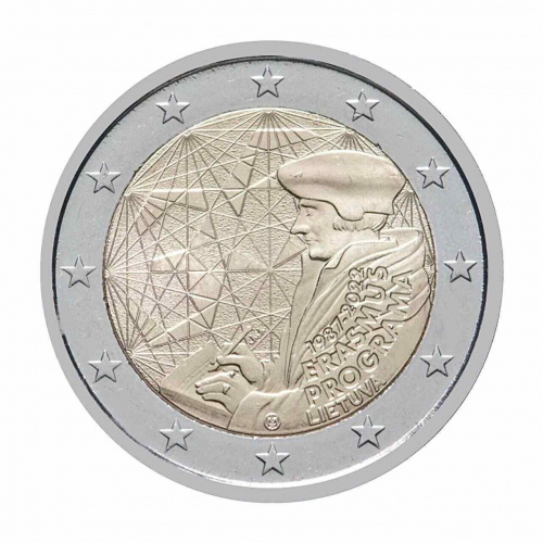 Монета 2 евро 35 лет программе Эрасмус. Литва 2022 UNC