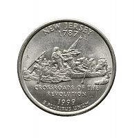 Монета 25 центов Нью Джерси. Штаты и территории. США Р 1999 UNC
