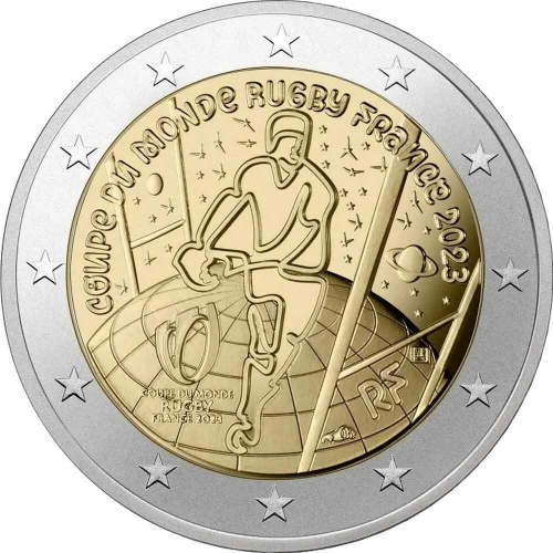 Памятная монета 2 евро Чемпионат мира по регби. Франция 2023 UNC