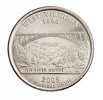 Монета 25 центов Западная Вирджиния. Штаты и территории. США Р 2005 UNC