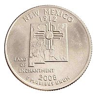 Монета 25 центов Нью Мексико. Штаты и территории. США Р 2008 UNC